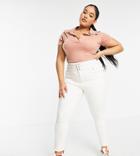 Simply Be High Waist Skinny Jean In Ecru-white