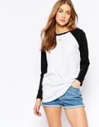 Asos Longline T-shirt With Contrast Sleeve