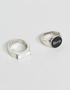 Classics 77 Signet Rings In Burnished Silver In 2 Pack - Silver