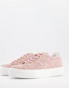 Asos Design Drover Chunky Flatform Lace Up Sneakers In Pink Lace