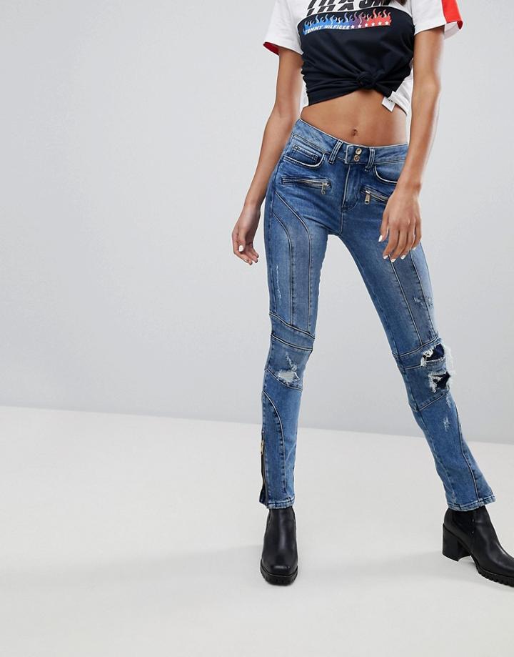 Gigi Hadid High Waist Distressed Jeans - Blue