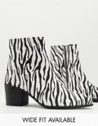 Asos Design Heeled Chelsea Boots With Pointed Toe In Zebra Print-black
