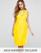 Asos Maternity Cut Out Neck Pencil Dress - Yellow