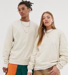 Collusion Unisex Sweatshirt In Ecru-white