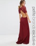 John Zack Petite Lace Bodice Maxi Dress With Cut Out Detail - Brown