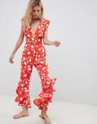 Asos Design Senorita Floral Print Beach Pants Two-piece - Multi