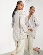 Asos Edition Pearl And Tassel Embellished Jacket-silver