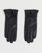 Barney's Originals Real Leather Gloves With Bow Detail
