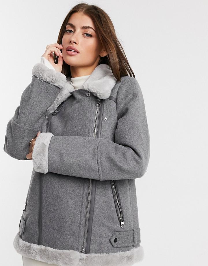 Vero Moda Aviator Jacket In Gray-grey