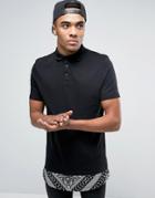 Asos Polo Shirt With Bandana Hem And Side Zips - Black