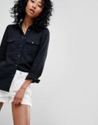 Noisy May Shirt With Front Pockets - Black
