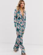 Liquorish Pyjama Floral Pants With Neon Piping Two-piece-multi