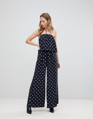 The Fifth Seeker Printed Strapless Jumpsuit - Navy