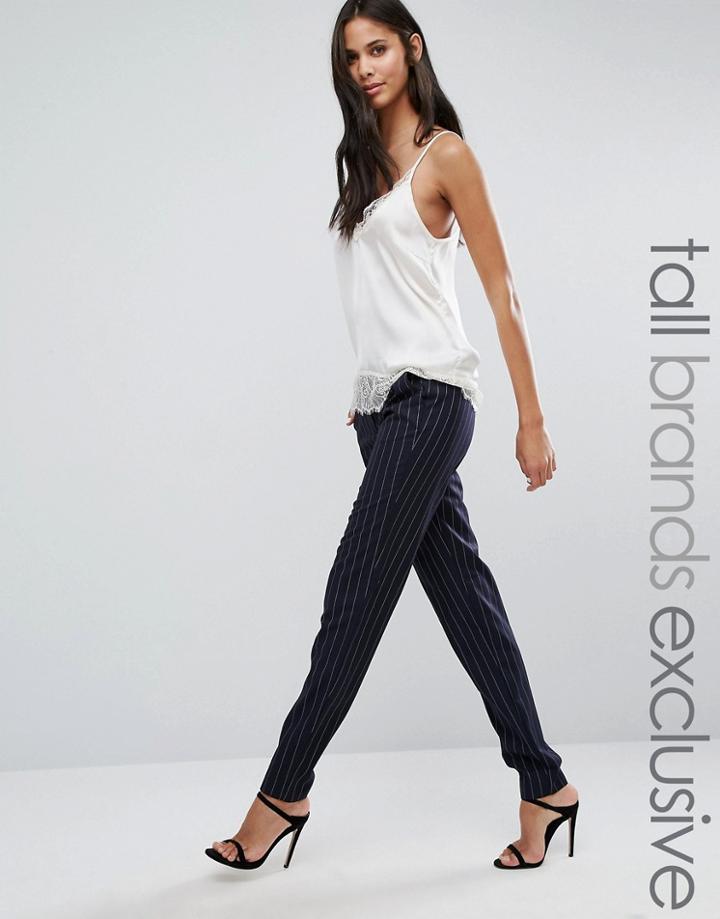 Y.a.s Tall Taya Pinstripe Tailored Pant - Navy