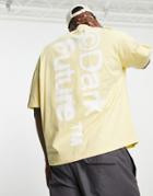 Asos Dark Future Oversized T-shirt With Front And Back Blurred Graphic Prints In Yellow