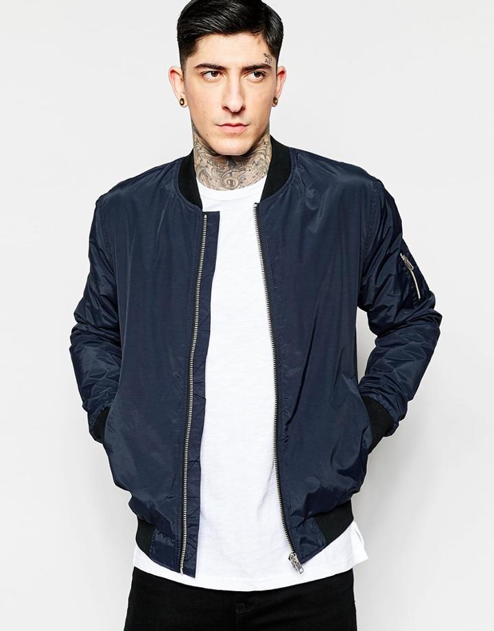 Minimum Bomber Jacket In Navy - Dark Iris
