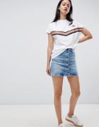 Lee Button Through Vintage Look Denim Skirt-blue