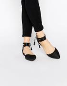 New Look Lace Up Pointed Flat - Black