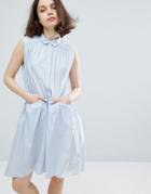 Monki Sleeveless Shirt Dress - Blue