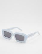 Asos Design Acetate Frame Mid Square Sunglasses In Baby Blue-blues
