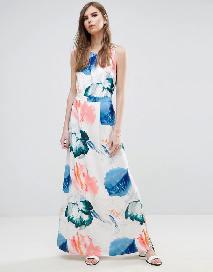 Y.a.s Belong Floral Abstract Print Shift Dress - White