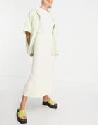 Weekday Brynn Organic Blend Cotton Midi Knit Skirt In Off White-neutral