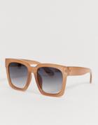 Asos Design Chunky Square Oversized Sunglasses In Beige