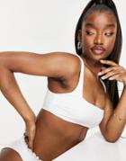 Asos Design Mix And Match Square Neck Crop Bikini Top In White