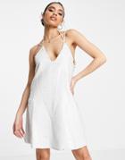 Love & Other Things Strappy V Neck Mini Dress In Gold & White Glitter