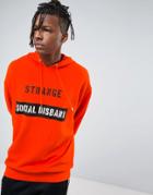 Asos Oversized Hoodie With Side Splits & Print - Orange