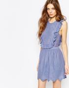 Vanessa Bruno Athe Ruffle Dress In Blue Broderie Anglais - 780 Ocean