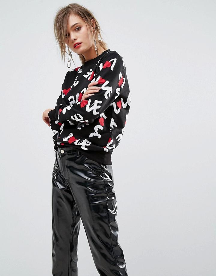 Love Moschino Love Logo Allover Print Sweater - Black