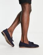 Schuh Radley Tassel Woven Loafers In Navy