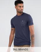 Ted Baker Tall T-shirt In Slub With Pocket - Navy