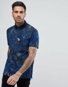 Armani Exchange Palm Print Polo In Navy - Navy