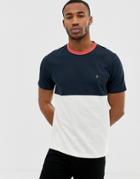 Farah Ewood Color Panel T-shirt In Navy