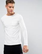 New Look Long Sleeve Slub T-shirt In Off White - White