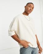 Asos Design Oversized T-shirt In Beige Color Block With Texture-neutral