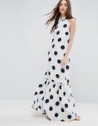 Asos Tiered Spot Maxi Dress - Multi