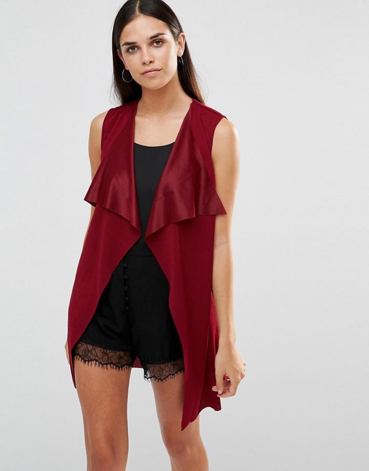 Ax Paris Sleeveless Lightweight Jacket - Wine