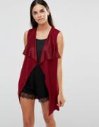 Ax Paris Sleeveless Lightweight Jacket - Wine