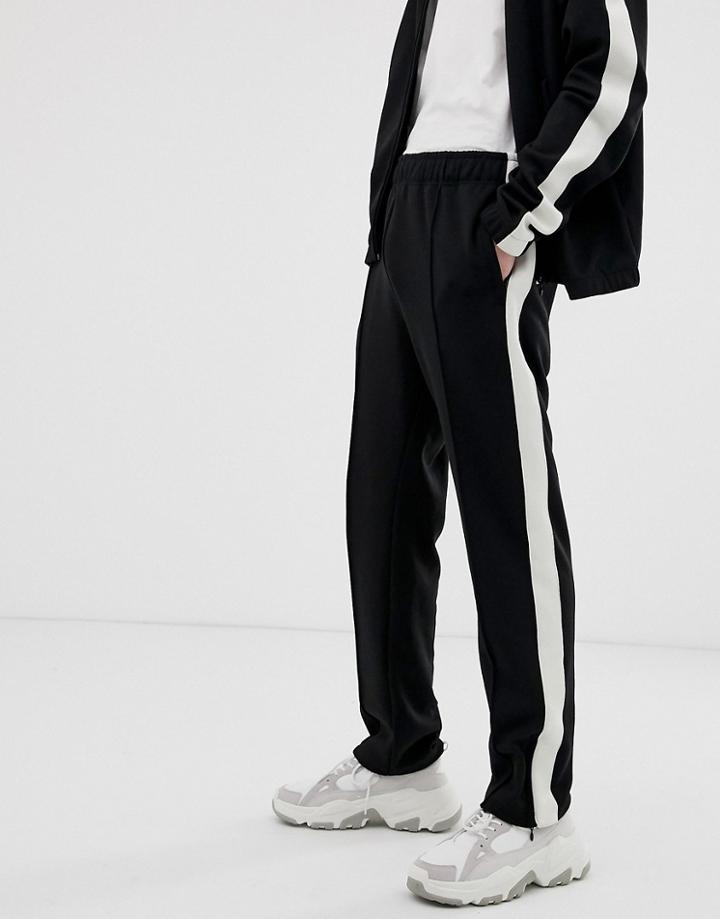 Weekday Local Sweatpants In Black With Side Stripe - Black