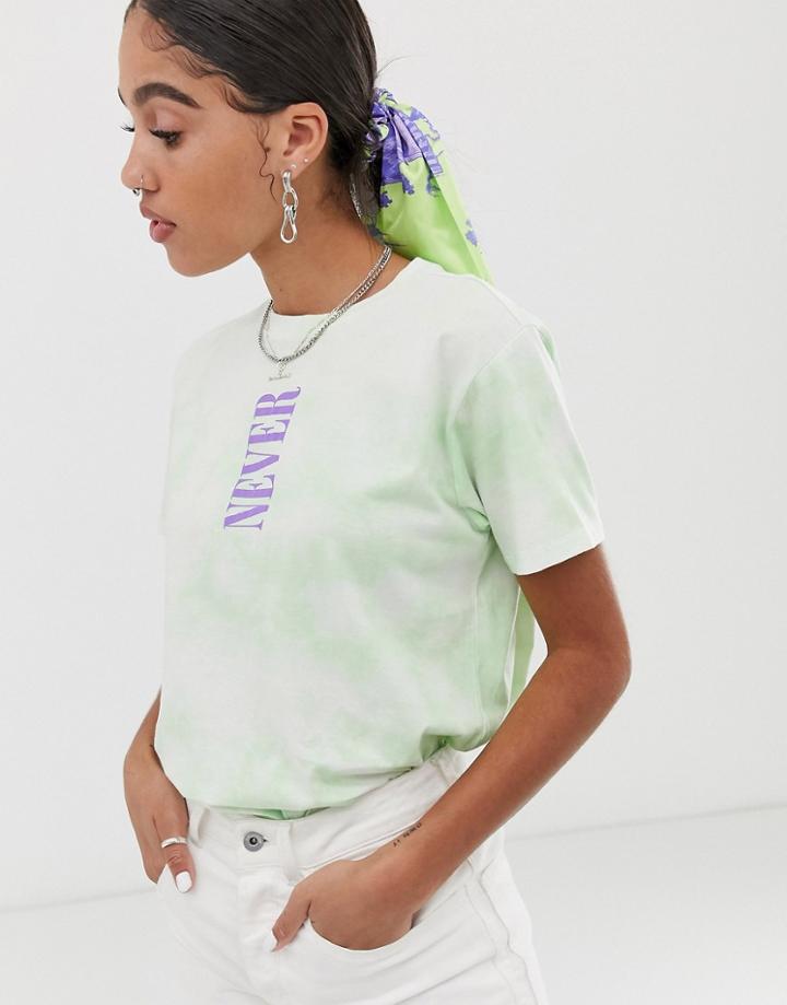 Asos Design Tie Dye T-shirt With Slogan-green