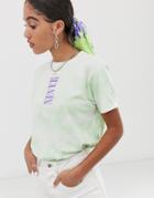 Asos Design Tie Dye T-shirt With Slogan-green