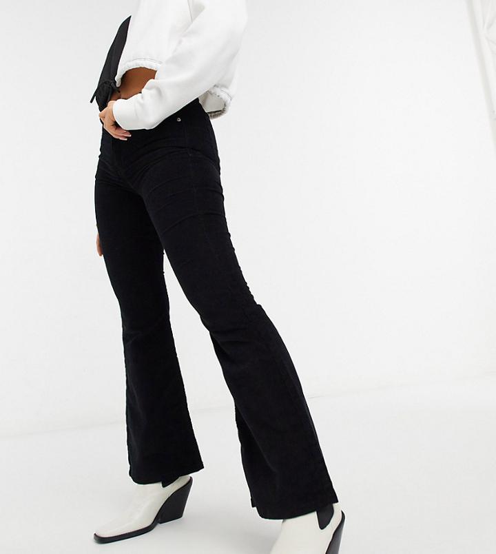 Topshop Petite Jamie Flared Cord Jeans In Black