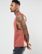Asos Sleeveless T-shirt With Dropped Armhole In Red - Red