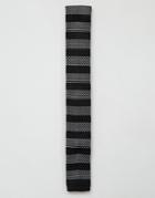 7x Knitted Tie In Multi Stripe - Black