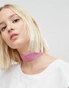 Asos Wide Velvet Choker Necklace - Pink