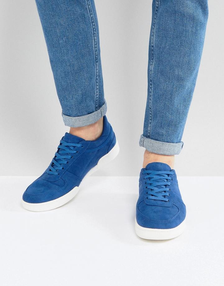 Asos Sneakers In Blue Faux Suede With Split Sole - Blue