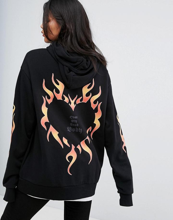 Cheap Monday Flame Print Hoody - Black